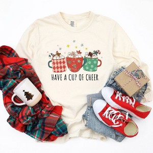 Simply Sage Market Women's Have A Cup Of Cheer Long Sleeve Garment Dyed Tee - 1 of 4