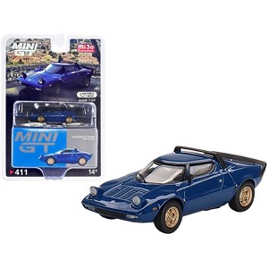 Lancia Stratos HF Stradale Bleu Vincennes Blue Limited Edition to 1800 pieces 1/64 Diecast Model Car by Mini GT - 1 of 3