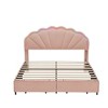 PAGED Upholstered Platform Bed Frame Princess Bed with Crown Headboard and Bed-End Storage Pocket for Kids, No Box Spring Needed - 3 of 4