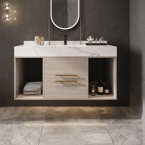 Bathroom Vanities With Ceramic Sink,Bathroom Storage Cabinet With 2 Drawers and 2 Storage Spaces,Floating Bathroom Vanity-Maison Boucle - 1 of 4