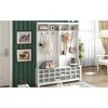 60" Hall Tree Modern Hallway Coat Rack With Metal Hooks 24 Shoe Cubbies For Entryway Bench Living Room Bedroom - 3 of 4