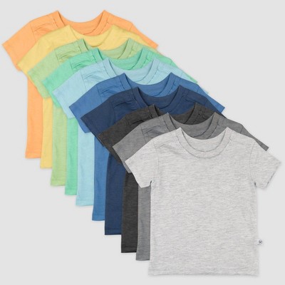 Honest Baby Boys' 10pk Rainbow Organic Cotton Short Sleeve T-Shirt - Newborn