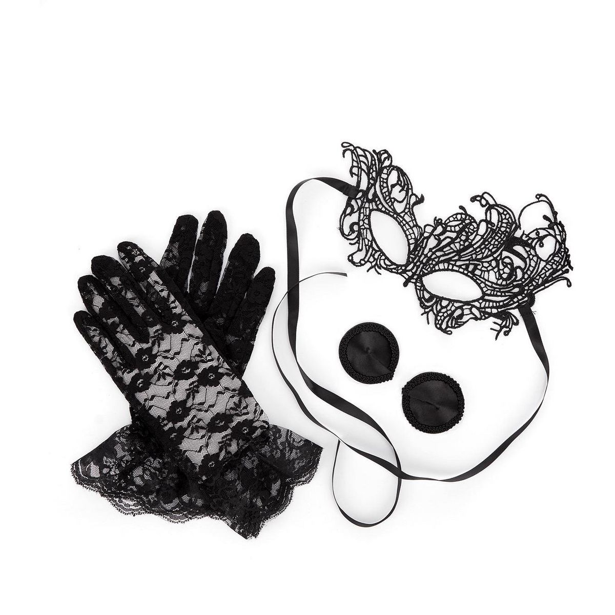 Memoi 3 Piece Women's Midnight Special Fantasy Play Set Black One Size - thumbnail 2
