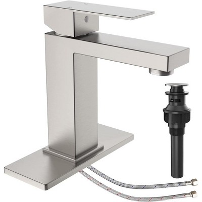 Whizmax Bathroom Sink Faucet,Bathroom Sink Faucet for 1 or 3 Hole with Pop Up Drain Stopper and Water Supply Hoses,Deck Plate Included