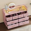 Dresser TV Stand, Dresser for Bedroom with LED Light & Charging Station Entertainment Center with Storage 8 Drawers Wooden Dressers - 2 of 4