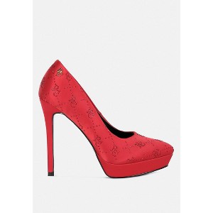Ballard Monogram Satin Stiletto Pumps - 1 of 4