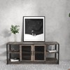 TV Stand-Industrial Entertainment Center with 2 Mesh Doors, Wood Rustic TV Console, 2 Tier Farmhouse TV Table for Living Room, Bedroom - 2 of 4