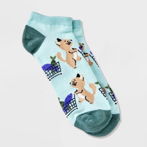 Women's Shopping Cats Low Cut Socks - Aqua 4-10 - 1 of 3