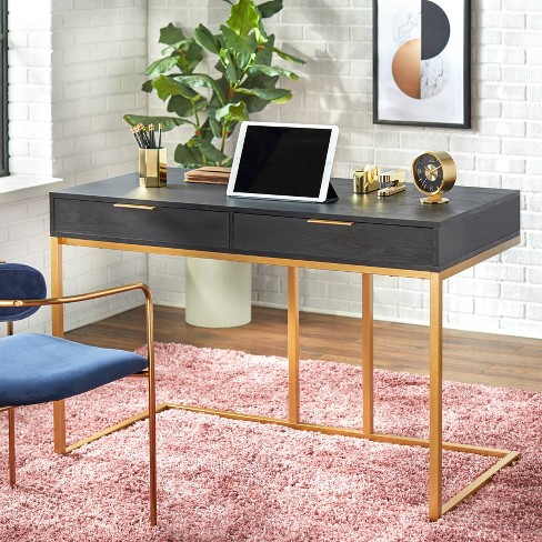 Black desk gold deals legs