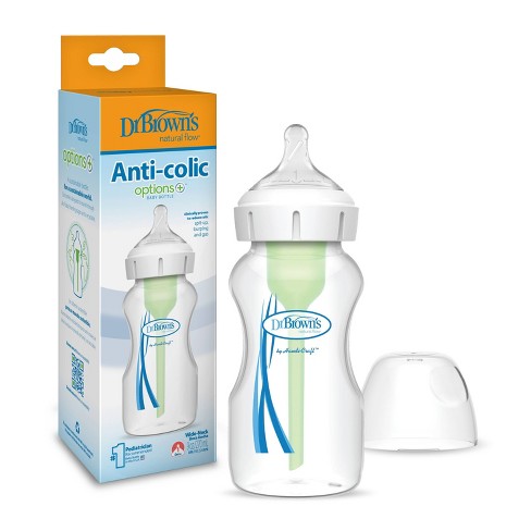 Dr. Brown s Natural Flow Anti-Colic Options+ Narrow Glass Baby Bottles 8  oz/250 mL with Level 1 Slow Flow Nipple 2 Pack 0m+ 8 oz 2 Pack