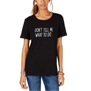 Carbon Copy Womens Don't Tell Me What To Do Embellished T-Shirt, Black, X-Large - 1 of 1