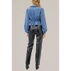 Women's washed cotton denim double tie front long sleeve top - Idem Ditto - 4 of 4