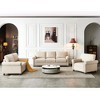 Linen Fabric 1+2+3 Seat Sofa Set with Storage, Round Arm, Brown Solid Wood Legs - 2 of 4