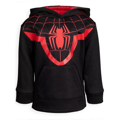  Spider-Man Miles Morales Toddler Boys Fleece Half Zip Hoodie  Black/Red 5T