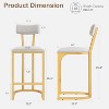 Bar Stools Set of 2 - Ergonomic T-Back Counter Height Stools with Velvet Upholstery glod - 2 of 4