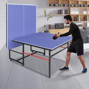 Portable Ping Pong Table, Professional Indoor/Outdoor Table Tennis Tables Game with Net for Adults/Teens,2 Tennis Paddles and 3 Balls - 1 of 4
