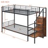 NicBex Twin Over Twin/Full Over Full Metal Bunk Bed with Ladder and Guardrail,Loft Bed with Storage Space and Wardrobe for Bedroom,Black/White - 3 of 4