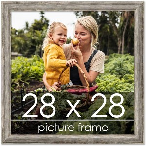 PosterPalooza | 28x28 Thin Barnwood Picture Frame, UV Acrylic, 2 Finishes - Grey and Black - 1 of 4