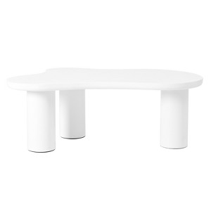 FONTOI Cloud Coffee Table with 1.5'' Thick Tabletop, Irregular Side Table with Round Edge for Living Room Apartment, White, 25.9"*15.7"*37.7" - 1 of 4
