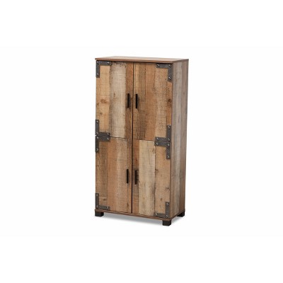 4 Door Cyrille Wood Shoe Cabinet Brown - Baxton Studio