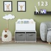 ORRD Kids Bookshelf with 2 Storage Bins, Bear-Shaped Bookcase & Toy Organizer for Toddlers, White and Gray Wooden Book Display - 4 of 4