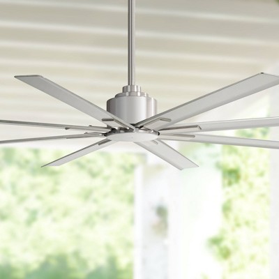 65" Brushed Nickel 8-Blade Outdoor Ceiling Fan with Remote