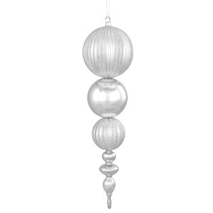 Northlight Glittered Shatterproof Commercial Finial Christmas Ornament - 22" - Silver - 1 of 4