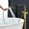 Cobbe Floor Mounted Bathtub Faucet with Swivel Spout Handheld Shower and 59-Inch Hose Brushed Gold Standing Shower Faucet Set - 4 of 4