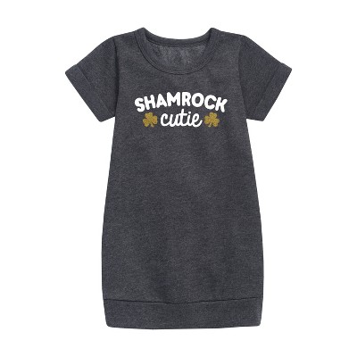 - Instant Message - St. Patrick's Day Shamrock Cuties Graphic Short Sleeve Fleece Dress