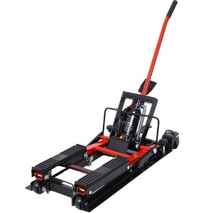 Hydraulic Motorcycle Scissor Lift Jack 1500 LBS Capacity Foot-Operated Lift Table Stand with 4 Wheels for Motorcycle ATV UTV Powersports Black+Red - 1 of 4