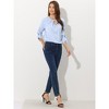 INSPIRE CHIC Women's Work Office Keyhole Pleated Front Ruched 3/4 Sleeve Chiffon Blouse - 3 of 4