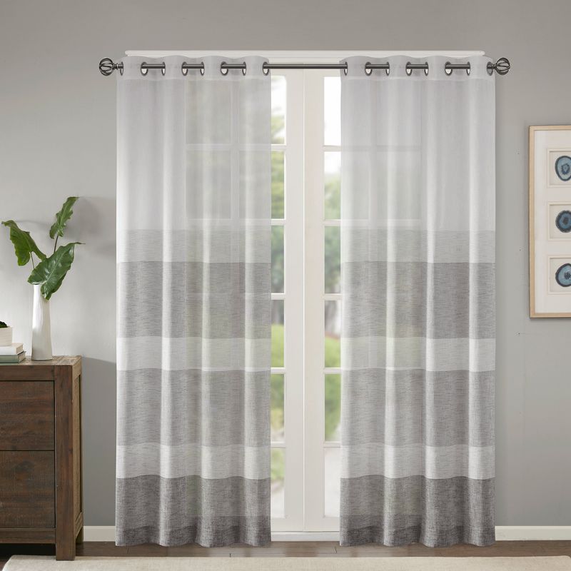 Jacey Woven Striped Sheer Window Panel, 1 of 9