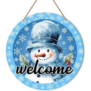 Lomsoe Christmas Wooden Hanging Decor Welcome Door Sign Snowman Wooden Farmhouse Wall Front Door Hanger Christmas Sign Christmas Gift - 1 of 4