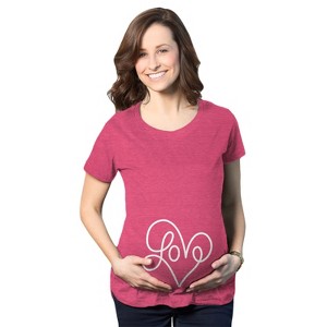 Maternity Love Script Heart Tshirt Cute Adorable Bump Pregnancy Tee - Crazy Dog Maternity T Shirt - 1 of 4