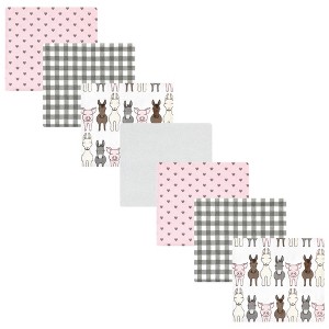 Hudson Baby Infant Girl Cotton Flannel Receiving Blankets Bundle, Farm Friends Pink, One Size - 1 of 4