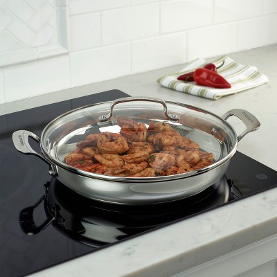 Cuisinart Classic 12 Stainless Steel Everyday Pan with Cover - 8325-30D: Oven-Safe, Dishwasher-Safe, Tempered Glass Lid