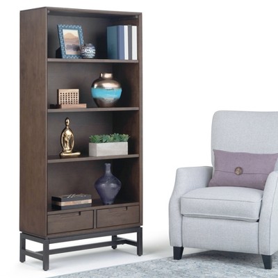 NicBex Bookcases for Living Room Modern 66" H 4 Tier Storage Wood Bookshelves with Adjustable Shelves and 2 Drawers for Office Home