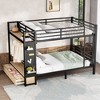 Queen over Queen size Metal Bunk Bed for Teens with Storage Shelves,Drawers and Pegboard,Black - 3 of 4