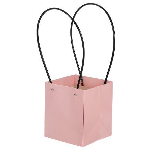 Unique Bargains Flower Bouquet Packaging Bag Rectangle Paper Gift Bag for  Party Favor 5x5x6 inch Pink