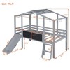CAVINAS Twin Size Solid Wood  Loft Bed with Slide & LED & Blackboard,House Bed Frame for Kids Room,Bedroom - 4 of 4