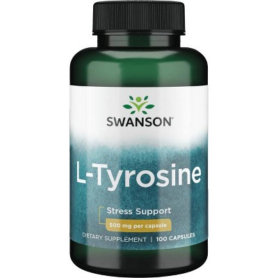 Swanson L-Tyrosine, Helps Maintain Healthy Mental Function & Alleviate The Effects Of Stress, 100 Capsules.