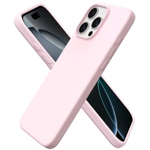 BONGEEK Compatible with iPhone 16 Pro Max Case 6.9", Slim Liquid Silicone 3 Layers Soft Gel Rubber Shockproof Protective Case -Chalk Pink - 1 of 4