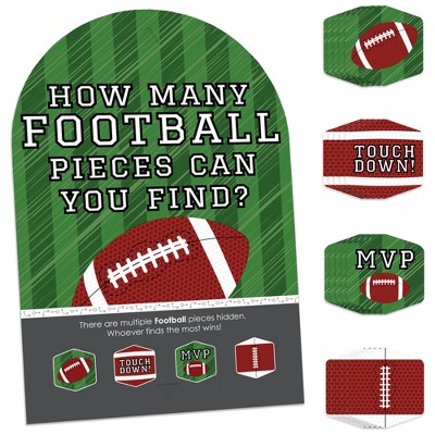 Big Dot of Happiness End Zone - Football - Baby Shower or Birthday Party Scavenger Hunt - 1 Stand and 48 Game Pieces - Hide and Find Game
