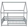 NicBex Twin/Full Size House Bed Frame,Toddler Floor Platform Bed with Roof Frame and Guardrails,Montessori Floor Bed for Kids,Adults,Teens - 2 of 4