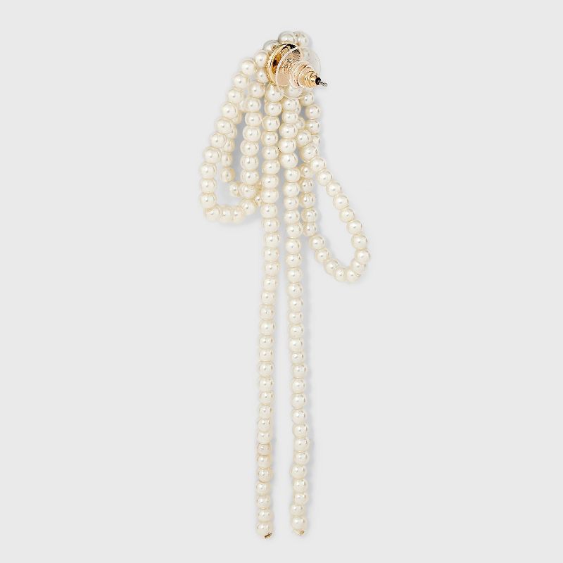 Layered Pearl Linear Post Earrings - Ivory, 2 of 3