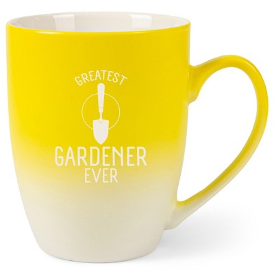 Elanze Designs Greatest Gardener Ever 12 Ounce Ceramic Laser-Etched Engraved Drinkware Mug, Yellow and White Ombre