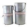 13.5 Inch Galvanized Snowman Planters Red Accents Nose Figurines - 2 of 3