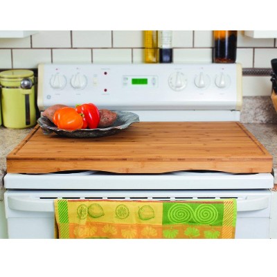 Natural Bamboo Adjustable Stove Top Work Surface with Juice Groove