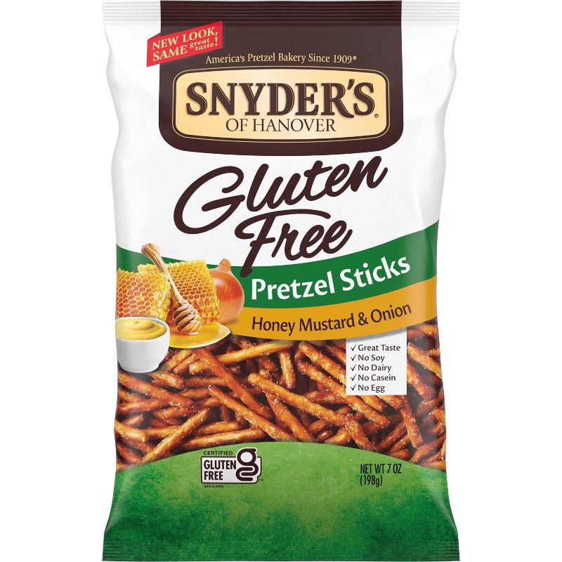 Snyder&#39;s of Hanover Gluten Free Pretzel Sticks Honey Mustard and Onion - 7oz, 1 of 10