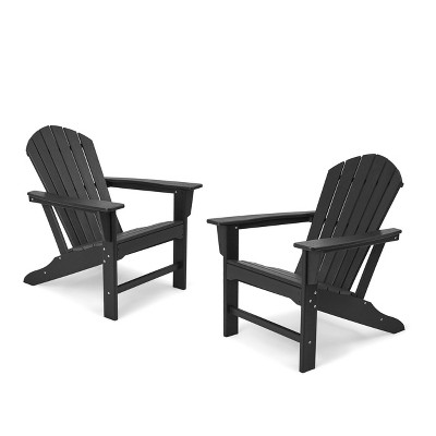 2pk Plastic Resin Adirondack Chairs - Black -  EDYO LIVING